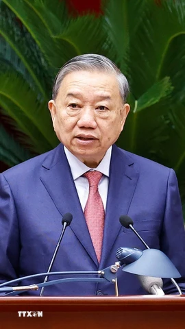 Tổng Bí thư Tô Lâm phát biểu khai mạc Hội nghị lần thứ 15 Ban Chấp hành Trung ương Đảng khóa XIII. (Ảnh: Doãn Tấn/TTXVN)