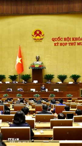 Bộ trưởng Bộ Tài chính Nguyễn Văn Thắng giải trình, làm rõ một số vấn đề đại biểu Quốc hội nêu. (Ảnh: Doãn Tấn/TTXVN)