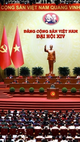 Phiên thảo luận tại hội trường về các văn kiện Đại hội, sáng 21/1. (Ảnh: TTXVN)