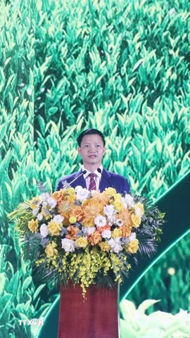 Ông Vương Quốc Tuấn, Chủ tịch UBND tỉnh Thái Nguyên phát biểu khai mạc. (Ảnh: Vũ Hoàng Giang/TTXVN)