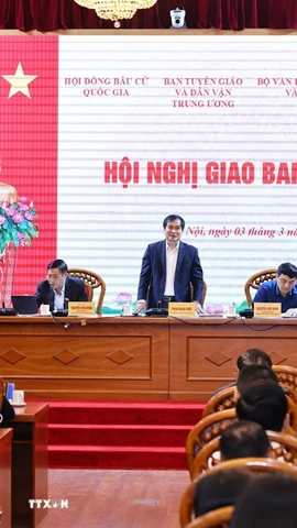 Quang cảnh Hội nghị giao ban báo chí. (Ảnh: Minh Đức/TTXVN)