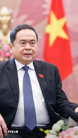 Chủ tịch Quốc hội Trần Thanh Mẫn trả lời phỏng vấn báo chí. (Ảnh: Doãn Tấn/TTXVN)