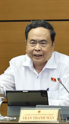 Chủ tịch Quốc hội Trần Thanh Mẫn, đại biểu Quốc hội Thành phố Hồ Chí Minh phát biểu. (Ảnh: Doãn Tấn/TTXVN)