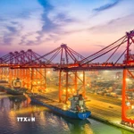 Quang cảnh cảng hàng hóa tại tỉnh Hà Bắc, Trung Quốc. (Nguồn: THX/TTXVN)