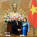 Phó Chủ tịch Quốc hội Nguyễn Thị Thanh và Chủ tịch Ủy ban Giáo dục và Lực lượng Lao động Hạ viện Hoa Kỳ Tim Walberg. (Ảnh: Tuấn Anh/TTXVN)