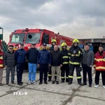 Đoàn Cục Cảnh sát Phòng cháy chữa cháy và Cứu nạn cứu hộ, Bộ Công an do Đại tá Hoàng Ngọc Huynh, Phó Cục trưởng dẫn đầu thăm và làm việc tại Slovakia. (Ảnh: TTXVN phát)
