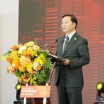 Phó Thủ tướng Trần Hồng Hà phát biểu tại triển lãm. (Nguồn: Báo Xây dựng)