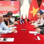 Quang cảnh buổi làm việc. (Ảnh: Việt Hùng/TTXVN)