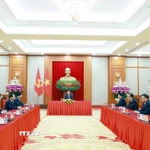 Tổng Bí thư Tô Lâm tại cuộc điện đàm với Tổng thống Liên bang Nga Vladimir Putin. (Ảnh: Thống Nhất/TTXVN)