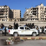 Các lực lượng an ninh Syria được triển khai tại tỉnh Aleppo ngày 10/1/2026. (Nguồn: THX/TTXVN)