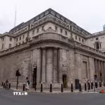 Tòa nhà Ngân hàng Trung ương Anh ở London. (Nguồn: THX/TTXVN)