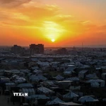 Trại tị nạn ở Khan Yunis, Dải Gaza. (Nguồn: THX/TTXVN)