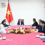 Thủ tướng Phạm Minh Chính điện đàm với Tổng thống Các Tiểu vương quốc Arab thống nhất (UAE) Sheikh Mohammed bin Zayed Al-Nahyan. (Ảnh: Dương Giang/TTXVN)