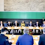 Phó Chủ tịch Quốc hội Đức Bodo Ramelow trong buổi tiếp Phó Chủ tịch nước Võ Thị Ánh Xuân ngày 2/7/2025 đã thông báo việc ông và Quốc hội Đức khởi động quá trình xin ý kiến các bên liên quan để tiến tới phê chuẩn EVIPA. (Nguồn: TTXVN phát)