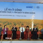 Lễ khởi công dự án Nhà máy chế biến thực phẩm sạch TH. (Ảnh: Huyền Trang/TTXVN)