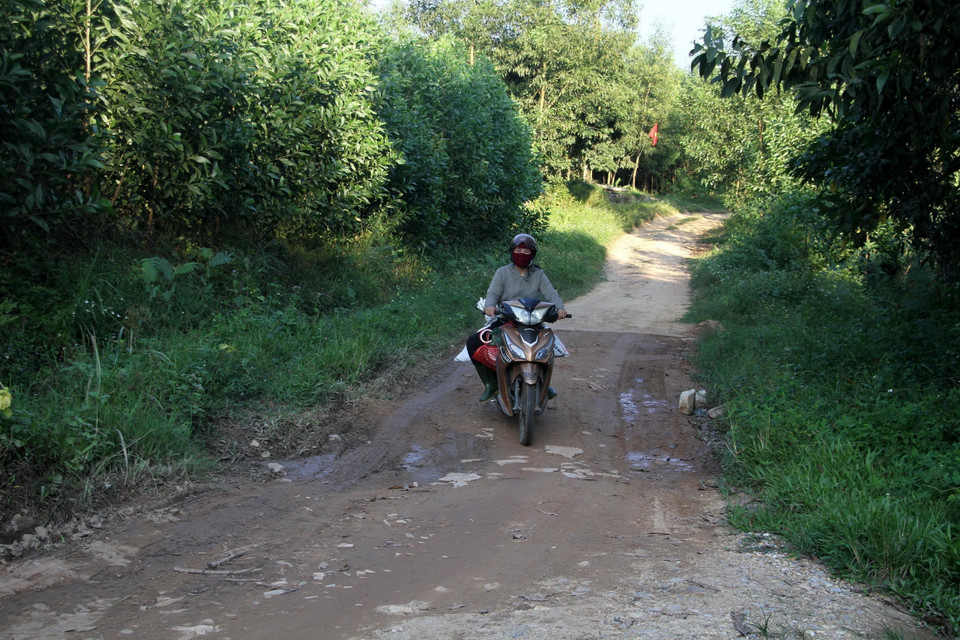 Tuyến đường cấp phối vào bản Bình Quang, xã Châu Bình, huyện Quỳ Châu, không được đầu tư đã xuống cấp. (Ảnh: Văn Tý/TTXVN)