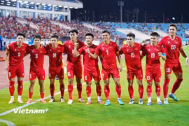 Đội tuyển Việt Nam hướng đến một kết quả có lợi ở trận chung kết lượt đi trên sân Thái Lan. (Ảnh: Việt Anh/Vietnam+)