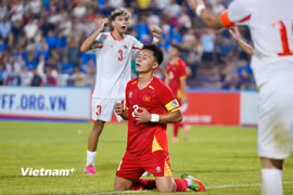 U20 Việt Nam nhận thất bại 1-2 trước U20 Palestine. (Ảnh: Việt Anh/Vietnam+)