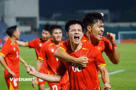 Đội tuyển U23 Việt Nam sẽ chạm trán U23 Kuwait ở trận ra quân tại vòng bảng ASIAD 2026. (Ảnh: Việt Anh/Vietnam+)