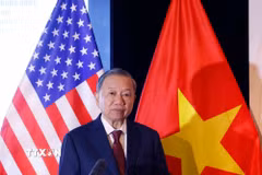 Tổng Bí thư, Chủ tịch nước Tô Lâm phát biểu tại cuộc gặp những người bạn Hoa Kỳ. (Ảnh: Thống Nhất/TTXVN)