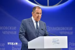 Ngoại trưởng Nga Sergey Lavrov phát biểu tại thủ đô Moskva. (Ảnh: THX/TTXVN)