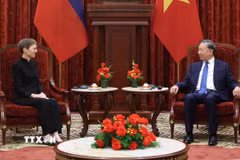 Tổng Bí thư, Chủ tịch nước Tô Lâm tiếp Thủ tướng Công quốc Liechtenstein Brigitte Haas. (Ảnh: Thống Nhất/TTXVN)