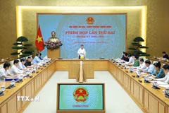 Thủ tướng Lê Minh Hưng, Chủ tịch Hội đồng Thi đua-Khen thưởng Trung ương chủ trì Phiên họp lần thứ hai. (Ảnh: Dương Giang/TTXVN)