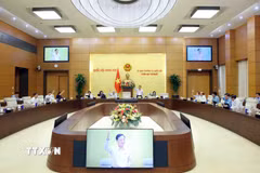 Ủy ban Thường vụ Quốc hội biểu quyết thông qua Nghị quyết về việc thành lập 10 phường thuộc tỉnh Đồng Nai; xem xét, cho ý kiến về việc thành lập thành phố Đồng Nai trực thuộc Trung ương; xem xét, thông qua về nguyên tắc việc thành lập Tòa án Nhân dân, Viện kiểm sát Nhân dân thành phố Đồng Nai. (Ảnh: Phạm Kiên/TTXVN)