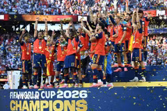 Phút đăng quang vô địch World Cup 2026 của đội tuyển Tây Ban Nha. (Ảnh: THX/TTXVN phát)