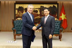 Phó Thủ tướng Nguyễn Văn Thắng tiếp Tổng Giám đốc điều hành Citigroup Ernesto Torres Cantú. (Ảnh: Xuân Tùng/TTXVN)
