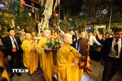 Lễ rước Xá Lợi Phật và xe hoa cầu nguyện Quốc thái dân an trên các tuyến phố. (Ảnh minh họa. Minh Đức/TTXVN)