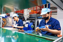 Công nhân hoàn thiện sản phẩm, duy trì đà tăng trưởng công nghiệp. (Ảnh: Đồng Thúy/TTXVN)