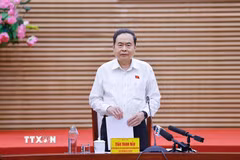 Chủ tịch Quốc hội Trần Thanh Mẫn, Chủ tịch Hội đồng Bầu cử quốc gia, phát biểu. (Ảnh: Doãn Tấn/TTXVN)