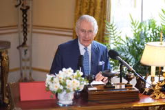 Vua Anh Charles III tại cung điện Buckingham ở London, ngày 28/3/2024. (Ảnh: AFP/TTXVN)