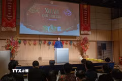 Đại sứ Việt Nam tại Nhật Bản Phạm Quang Hiệu phát biểu khai mạc chương trình. (Ảnh: Xuân Giao/TTXVN)