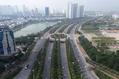 Hầm chui đại lộ Thăng Long các phương tiện lưu thông tốt cả hai chiều, sáng 14/2. (Ảnh: Quốc Khánh/TTXVN)