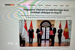 Trang AsiaOne đưa tin về chuyến thăm Singapore của Thường trực Ban Bí thư Trần Cẩm Tú. (Ảnh: Đỗ Vân/TTXVN)