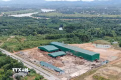 Hiện trường vụ tai nạn lao động xảy ra tại Công ty Trách nhiệm hữu hạn Kiệt Lâm YB ở Khu công nghiệp Âu Lâu, phường Âu Lâu, tỉnh Lào Cai. (Nguồn: TTXVN phát)
