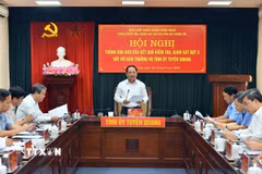 Ủy viên Bộ Chính trị, Bí thư Trung ương Đảng, Trưởng Ban Tuyên giáo Trung ương, Trưởng Đoàn kiểm tra, giám sát Trịnh Văn Quyết chủ trì Hội nghị. (Ảnh: Hoàng Hải/TTXVN)