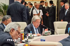 Tổng Thư ký Liên hợp quốc Antonio Guterres phát biểu. (Ảnh: Tâm Hằng/TTXVN)