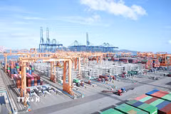 Bến container tại cảng Busan, Hàn Quốc. (Ảnh: Thống Nhất/TTXVN)
