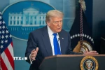 Tổng thống Mỹ Donald Trump phát biểu trong cuộc họp báo tại Nhà Trắng. (Ảnh: THX/TTXVN)