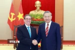 Tổng Bí thư Tô Lâm tiếp Bộ trưởng Ngoại giao Cuba Bruno Rodríguez Parrilla. (Ảnh: Thống Nhất/TTXVN)
