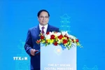 Thủ tướng Phạm Minh Chính phát biểu tại Lễ khai mạc Hội nghị Bộ trưởng Số ASEAN (ADGMIN) lần thứ 6. (Ảnh: Dương Giang/TTXVN)