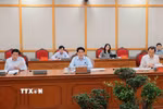 Ủy viên Bộ Chính trị, Chủ tịch nước Lương Cường chủ trì buổi làm việc. (Ảnh: An Đăng/TTXVN)