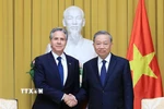 Tối 27/7/2024, tại Phủ Chủ tịch, Chủ tịch nước Tô Lâm tiếp Ngoại trưởng Hoa Kỳ Antony Blinken nhân dịp dẫn đầu Phái đoàn đại diện Tổng thống Hoa Kỳ sang Việt Nam viếng Tổng Bí thư Nguyễn Phú Trọng. (Ảnh: Lâm Khánh/TTXVN)