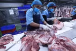 Phân loại sản phẩm thịt lợn. (Ảnh: Vũ Sinh/TTXVN)