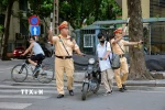 Công an thành phố Hà Nội triển khai kế hoạch cao điểm tuyên truyền, kiểm tra, xử lý vi phạm đối với học sinh và phụ huynh học sinh trên địa bàn. (Ảnh: Quốc Lũy/TTXVN)