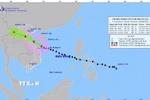 Hướng di chuyển của bão số 10 lúc 7 giờ ngày 28/9. (Ảnh: TTXVN phát)