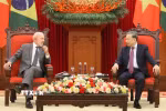 Tổng Bí thư Tô Lâm tiếp Tổng thống Cộng hòa Liên bang Brazil Luiz Inácio Lula da Silva. (Ảnh: An Đăng/TTXVN)